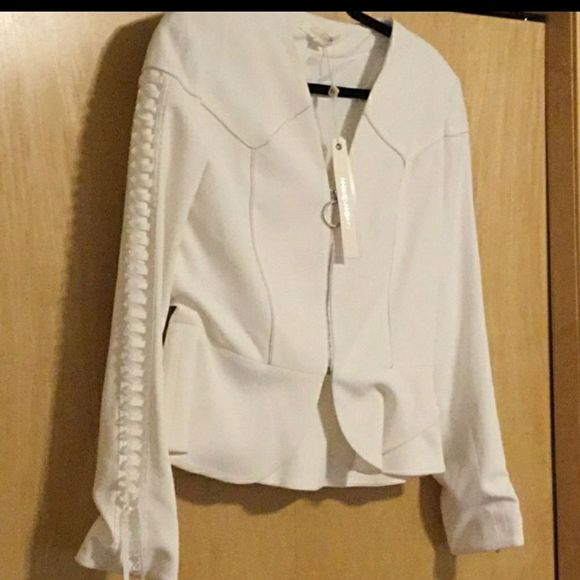 Jonathan Simkhai Lace-up Crepe Peplum Jacket - Picture 4 of 8